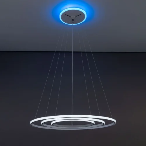Люстра подвесная LED с пультом Неон Смарт CL731A090E Citilux белая на 1 лампа, основание белое в стиле современный с пультом кольца фото 15