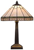 Настольная лампа Тиффани 857-804-01 Velante разноцветная 1 лампа, основание коричневое металл в стиле тиффани орнамент