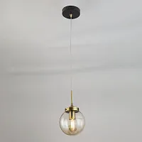 Светильник подвесной Планета CL105115 Citilux бежевый янтарный 1 лампа, основание чёрное в стиле современный шар