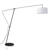 Торшер напольный  NORDICA 4968+5035 Mantra изогнутый белый 1 лампа, основание чёрное хром в стиле минимализм современный

