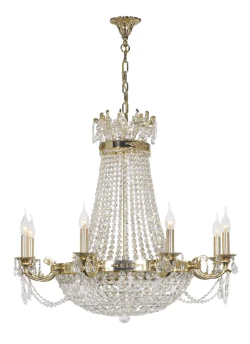 Люстра хрустальная подвесная Lodi E 1.6.8.200 G Dio D'Arte без плафона на 8 ламп, основание золотое в стиле классический 