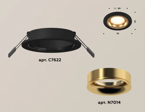 Светильник точечный XC7622005 Ambrella light золотой чёрный 1 лампа, основание чёрное в стиле хай-тек современный  фото 2