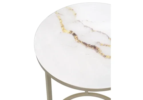 Журнальный столик Иберис круглый белый / золото 500012 Woodville столешница белая из стекло фото 2