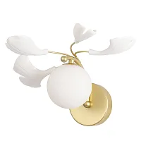 Бра COLIBRI AP1 GOLD Crystal Lux белый 1 лампа, основание золотое в стиле флористика шар
