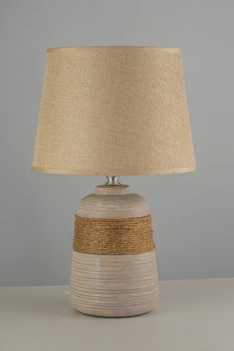 Настольная лампа Gaeta E 4.1.T5 SY Arti Lampadari коричневая бежевая 1 лампа, основание бежевое верёвка керамика в стиле классический кантри 