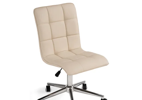 Компьютерное кресло Квадро экокожа бежевая / хром 539655 Woodville, бежевый/искусственная кожа, ножки/металл/хром, размеры - *960***420*570 фото 6