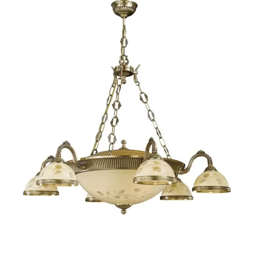 Люстра подвесная  L 6208/6+4 Reccagni Angelo жёлтая на 10 ламп, основание античное бронза в стиле классический 