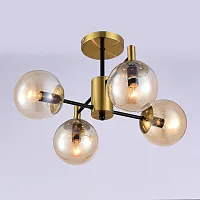 Люстра потолочная Шарлиз CL143143 Citilux прозрачная на 4 лампы, основание бронзовое в стиле современный шар