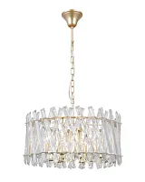 Люстра подвесная Esme V10748-6P Moderli прозрачная на 6 ламп, основание золотое в стиле модерн классика 
