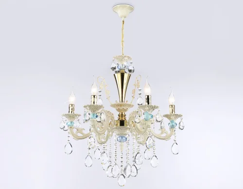 Люстра подвесная TR4923 Ambrella light без плафона на 6 ламп, основание золотое белое в стиле классический  фото 5