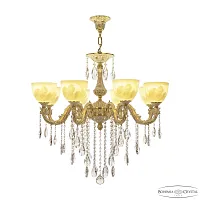 Люстра подвесная 71101/8/250 B GW P1 U Angel Bohemia Ivele Crystal белая на 8 ламп, основание золотое в стиле классика 
