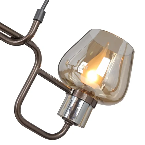 Люстра подвесная V4833-7/3S Vitaluce янтарная на 3 лампы, основание бронзовое в стиле арт-деко  фото 2