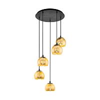 Светильник подвесной Albaraccin 98526 Eglo золотой 5 ламп, основание чёрное в стиле современный 