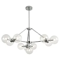 Люстра подвесная Hartwell LSP-8392 Lussole прозрачная на 10 ламп, основание хром в стиле современный шар Люстра подвесная Hartwell LSP-8392 Lussole прозрачная на 10 ламп, основание хром в стиле современный шар