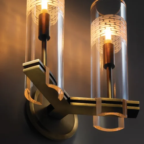 Настенный светильник (Бра) Chamont 2 164356-60 ImperiumLoft прозрачный на 2 лампы, основание латунь в стиле современный  фото 3