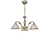 Люстра подвесная  L 6102/3 Reccagni Angelo белая прозрачная на 3 лампы, основание золотое в стиле классический 