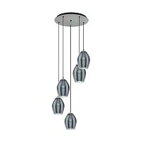 Светильник подвесной Estanys 39567 Eglo чёрный 5 ламп, основание никель в стиле современный 