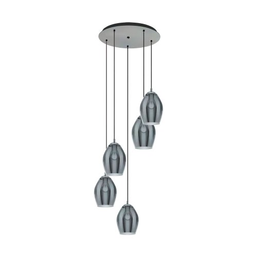 Светильник подвесной Estanys 39567 Eglo чёрный 5 ламп, основание никель в стиле современный 