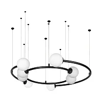 Люстра подвесная Infinite 10155/800 Black LOFT IT белая на 8 ламп, основание чёрное в стиле современный шар