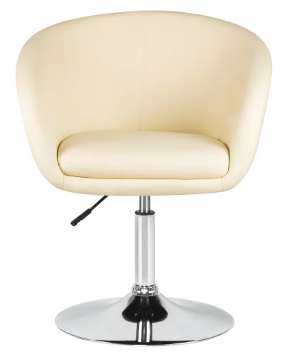 Кресло дизайнерское 8600-LM,  цвет сиденья кремовый, цвет основания хром Dobrin, кремовый/экокожа, ножки/металл/хром, размеры - 750*900***600*570 фото 6