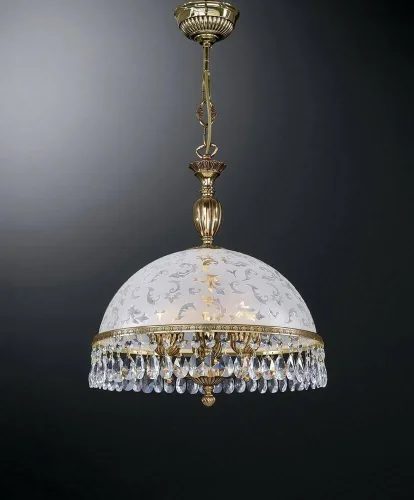 Люстра подвесная  L 6300/38 Reccagni Angelo белая на 3 лампы, основание золотое в стиле классический 