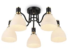 Люстра потолочная TR303307 Ambrella light белая на 5 ламп, основание чёрное в стиле современный классический 
