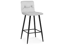 Барный стул Stich light gray 15053 Woodville, серый/велюр, ножки/металл/чёрный, размеры - ****430*480