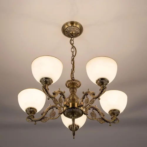 Люстра подвесная / потолочная Адриана CL405253 Citilux белая на 5 ламп, основание бронзовое в стиле классический  фото 10
