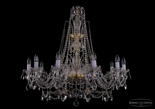Люстра подвесная 1411/10/360/XL-87 G Bohemia Ivele Crystal без плафона на 10 ламп, основание прозрачное золотое в стиле классический sp