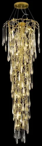 Люстра каскадная Divina WE186.25.403 Wertmark прозрачная на 25 ламп, основание матовое золото в стиле арт-деко 