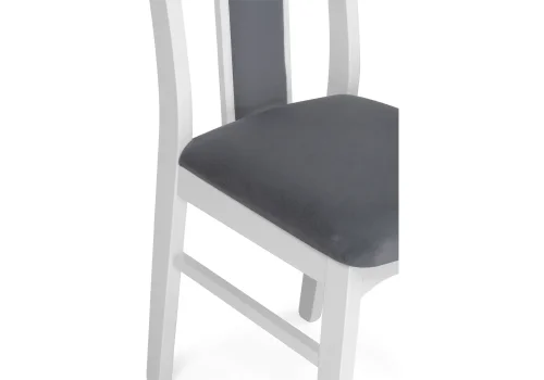 Деревянный стул Гроджин серый / белый 528932 Woodville, серый/велюр, ножки/массив березы дерево/белый, размеры - ****420*500 фото 6