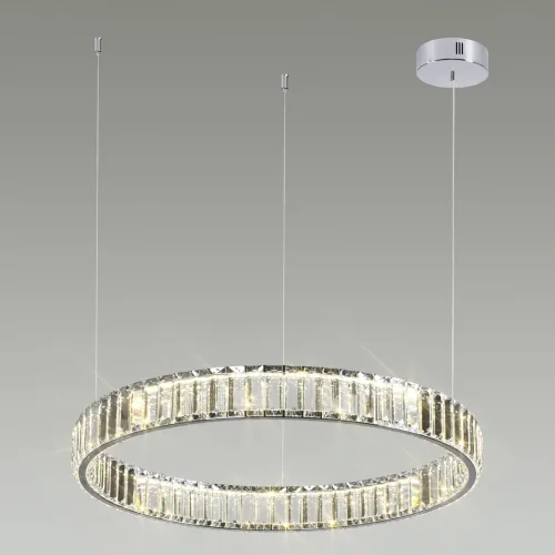Люстра подвесная LED Vekia 4930/36L Odeon Light прозрачная на 1 лампа, основание хром в стиле современный кольца фото 7