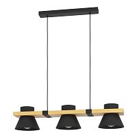 Светильник подвесной Maccles 43956 Eglo чёрный 3 лампы, основание чёрное бежевое в стиле современный лофт 