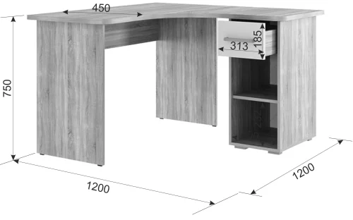 Компьютерный стол Лайт-1 120 см угловой дуб сонома / белый 282653 Woodville столешница  из лдсп фото 2