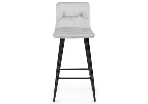 Барный стул Stich light gray 15053 Woodville, серый/велюр, ножки/металл/чёрный, размеры - ****430*480 фото 2