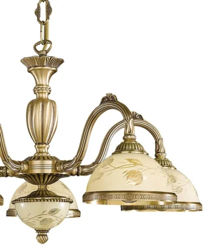 Люстра подвесная  L 6208/5 Reccagni Angelo жёлтая на 5 ламп, основание античное бронза в стиле классический  фото 2