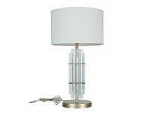 Настольная лампа 3681/T brass Newport бежевая 1 лампа, основание латунь металл в стиле американский современный 