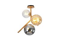 Люстра потолочная Elayn APL.900.07.03 Aployt серая янтарная прозрачная на 3 лампы, основание бронзовое в стиле лофт шар