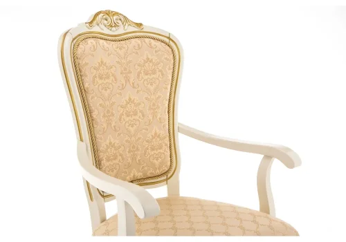 Деревянный стул Руджеро патина золото / бежевый 318606 Woodville, золотой/ткань, ножки/массив бука дерево/бежевый, размеры - ****580*560 фото 7