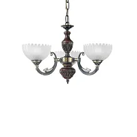 Люстра подвесная  L 3610/3 Reccagni Angelo белая на 3 лампы, основание бронзовое коричневое в стиле кантри классический 