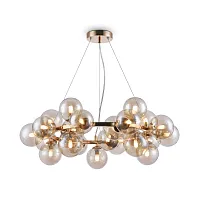 Люстра подвесная Dallas MOD548PL-25G Maytoni бежевая прозрачная янтарная на 25 ламп, основание золотое в стиле современный молекула шар Люстра подвесная Dallas MOD548PL-25G Maytoni бежевая прозрачная янтарная на 25 ламп, основание золотое в стиле современный молекула шар