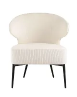 Кресло лаунж Royal Stripes велюр молочный УТ000036774 Stool Group, белый/велюр, ножки/металл/чёрный, размеры - *730***670*610мм