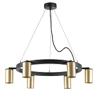 Люстра подвесная Rullo LR016406 Lightstar золотая на 6 ламп, основание чёрное в стиле хай-тек 