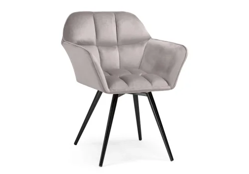 Кресло Ямес крутящееся серый / черный глянец 566490 Woodville, серый/велюр, ножки/металл/чёрный, размеры - ****630*590мм фото 2