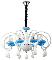 Люстра подвесная  377-193-08 Velante без плафона на 8 ламп, основание хром белое синее в стиле современный 