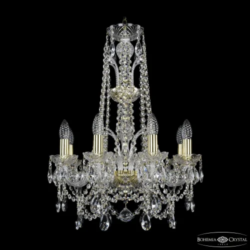 Люстра подвесная 1411/8/160/XL-65 G Bohemia Ivele Crystal без плафона на 8 ламп, основание золотое в стиле классический sp