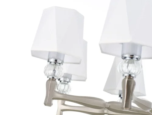 Люстра подвесная 672/8S Nickel Escada белая на 8 ламп, основание никель в стиле современный  фото 2