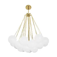 Люстра подвесная Dream 10129/600 Gold LOFT IT белая на 6 ламп, основание золотое в стиле арт-деко шар Люстра подвесная Dream 10129/600 Gold LOFT IT белая на 6 ламп, основание золотое в стиле арт-деко шар