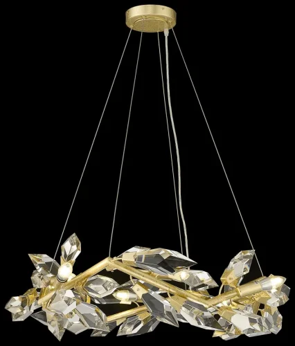Люстра подвесная Casandra WE111.08.403 Wertmark прозрачная на 8 ламп, основание золотое в стиле флористика современный ветви