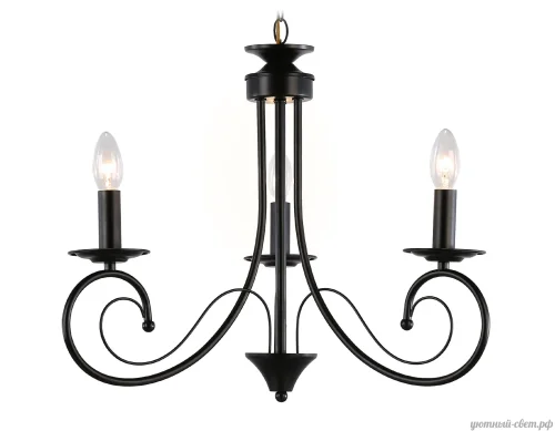 Люстра подвесная TR9606 Ambrella light без плафона на 3 лампы, основание чёрное в стиле кантри прованс 